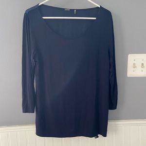 NWOT Ellie Tahari M 3/4 Sleeve Navy Blue Blouse